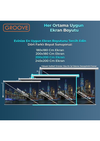 Vizio Pro 200X200CM Blackout Işık Geçirmez Elektrikli Otomatik Kumandalı Projeksiyon Perdesi +Motorlu+Canlı Renkler+Göz Koruması+Leke Tutmaz Projector fiyatları