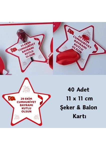 29 Ekim Cumhuriyet Bayramı Şeker & Balon Kartları (40 Adet ) fiyatları