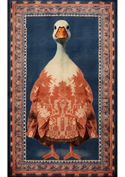 Dido Koleksiyonu Sürrealist Ördek Desenli Modern Dekoratif Halı 3386
