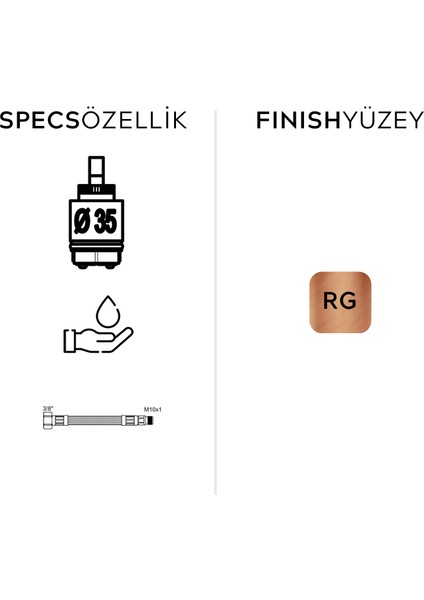 Robin Mix Lavabo Bataryası Orta Rose Gold modelleri