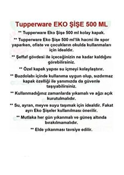 Eco Şişe Suluk 500 ml 3 Lü fiyatları