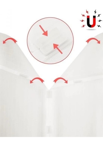 Pratik Manyetik Mıknatıslı Beyaz Kapı Pencere Sinekliği Tülü 90 x 210 cm