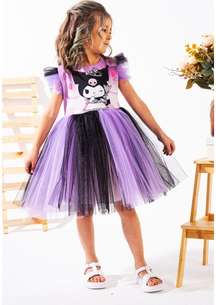 Kuromi Baskılı Kız Çocuk Elbise,doğum Günü,parti Elbisesi 4-9 Yaş fiyatları