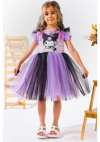 Kuromi Baskılı Kız Çocuk Elbise,doğum Günü,parti Elbisesi 4-9 Yaş modelleri