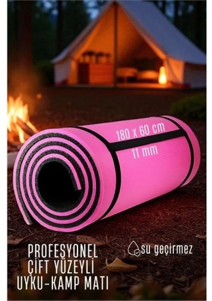 Modacar Uyku Matı - Kamp Matı - Piknik Çadır Matı 11 mm Çift Taraflı Pembe