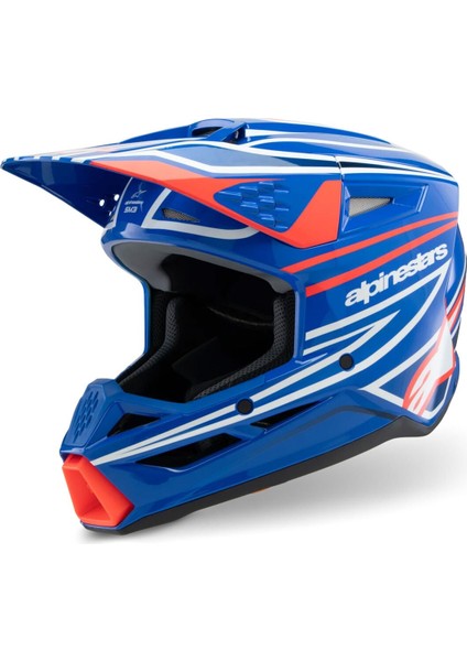 Sm3 Youth Wurx Off-Road Çocuk Genç Motosiklet Kaskı Mavi Beyaz Kırmızı