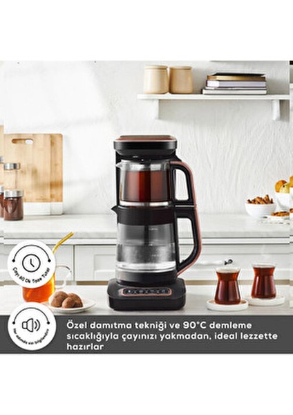 Connect 4'ü 1 Arada Wifi Android-Apple Uzaktan Bağlantılı Cam Çay Makinesi - Filtre Kahve Hazırlama modelleri