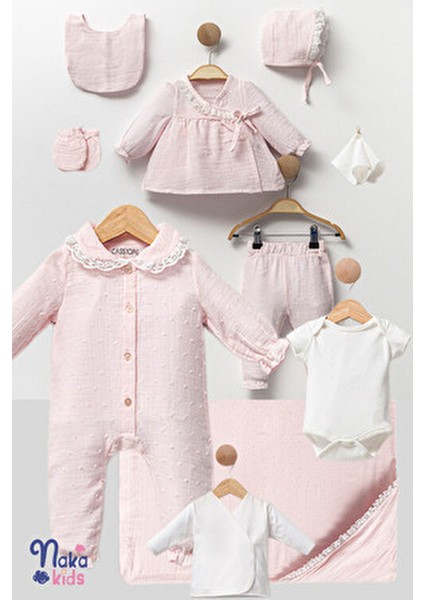 Naka Concept Cotton Dream Pembe Müslin Yenidoğan Kız Bebek Hastane Çıkış Seti