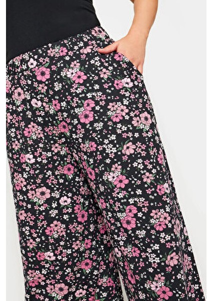Büyük Beden Kadın Desenli Bol Kesim Likralı Kapri Pantolon 145046 Çiçekli Polyester fırsatları