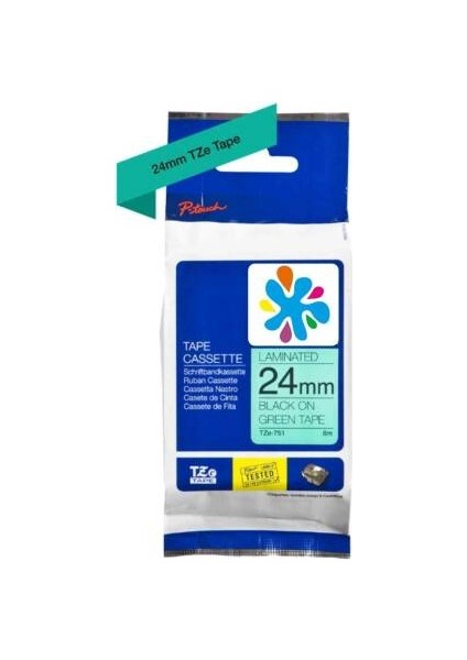TZE-751 Yeşil Üzerine Siyah Muadil Etiket Şeridi