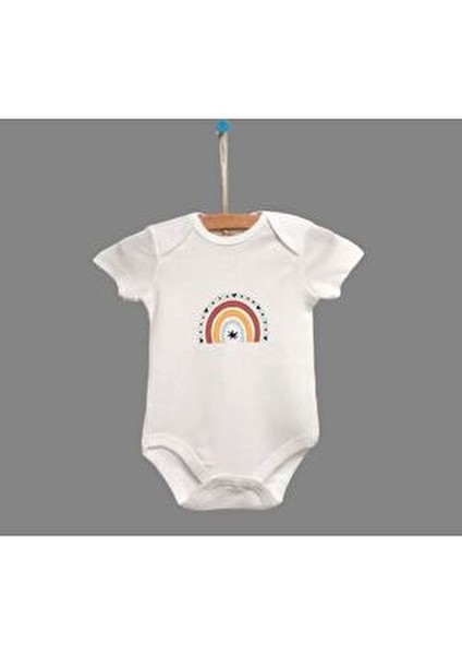 %100 Organik Pamuk 3'lü Kısa Kollu Zıbın Unisex Ay Baskılı Temalı Ürün modelleri