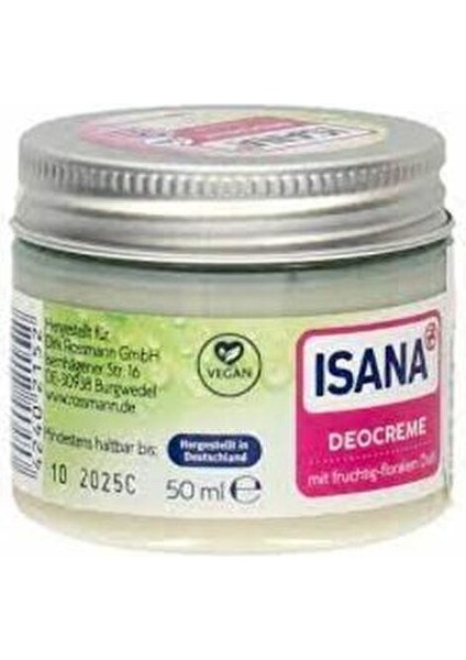 Isana Vegan Deodorant Krem Sodyum Karbonatlı 50 ml Tüm Cilt Tipleri