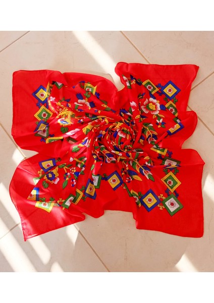 Yörük Çengelköy Otantik Yazma Eşarp Fular Düz Sade