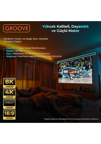 Vizio Pro 120¨ Inch Blackout Işık Geçirmez Elektrikli Otomatik Kumandalı Projeksiyon Perdesi 265X150CM +Motorlu+Canlı Renkler+Göz Koruması+Leke Tutmaz Projector fırsatları
