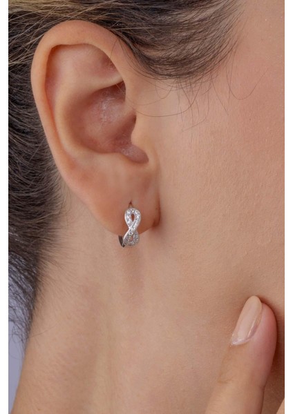 Sonsuzluk Model Beyaz Altın Kaplama Gümüş Tamtur Kadın Küpe fiyatları