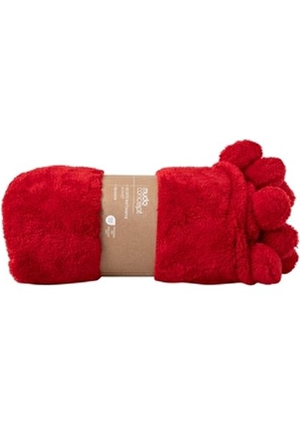 Ponponlu Diz Üstü Battaniye Kırmızı 130X160 fiyatları