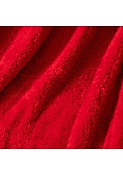 Ponponlu Diz Üstü Battaniye Kırmızı 130X160