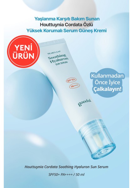 Yaşlanma Karşıtı Serum Güneş Kremi Goodal Heartleaf Soothing Hyaluron Sun Serum Spf 50+ Pa++++