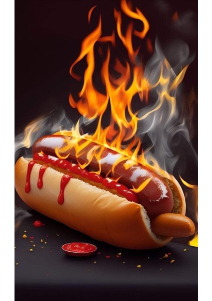 Acılı Sosli Sandviç Hot Dog Ev Duvar Salon Güzellik Salonu Ofis Dükkan Dekarasyon Kanvas Tablo fiyatları