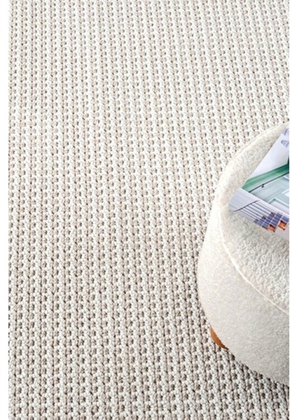 Beyaz Bej Yumuşak Dokulu Halı Kilim Salon Mutfak Koridor Yolluk Dokuma Makine Halısı 006