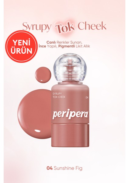 Ince Yapılı, Ciltle Bütünleşen, Pigmentli Likit Allık Perıpera Syrupy Tok Cheek (04 Sunshine Fig)