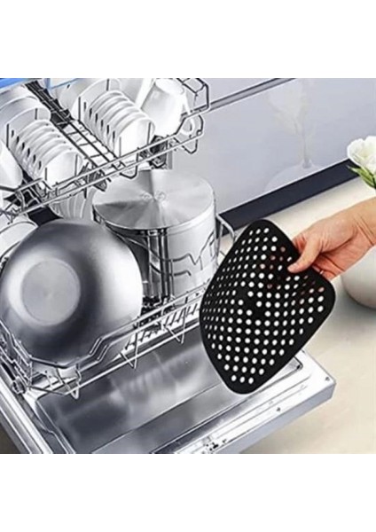 Renkli Isıya Dayanıklı Yıkanılabilir Silikon Fırın ve Airfryer Kare Pişirme Matı 21,5 cm