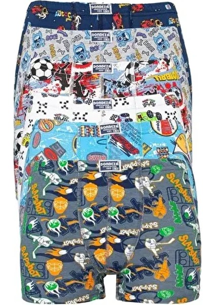 Dondeza Erkek Çocuk Boxer Düz Dokuma Kumaş 12'li Paket Katlama Bel