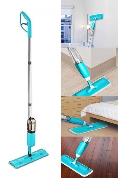 Döner Başlıklı Spreyli Mop Parke Ahşap Fayans Temizleyici Su Hazneli Sihirli Paspas