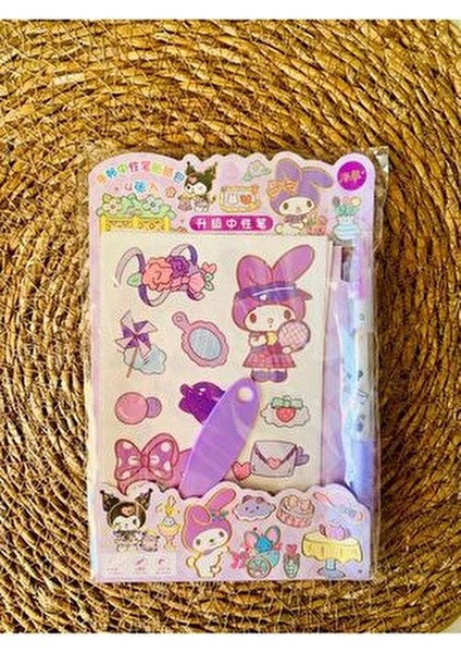 1ADET Sanrio Kawaii Figürlü Sticker Kalem Sapatula Seti My Melodi Kuromi Renk Seçenekli Set modelleri