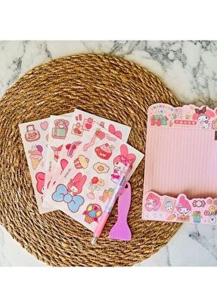 1ADET Sanrio Kawaii Figürlü Sticker Kalem Sapatula Seti My Melodi Kuromi Renk Seçenekli Set fırsatları