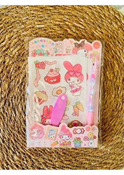 1ADET Sanrio Kawaii Figürlü Sticker Kalem Sapatula Seti My Melodi Kuromi Renk Seçenekli Set indirimleri