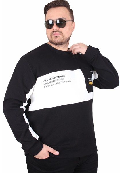 Mocgrande Büyük Beden Bisiklet Yaka Cepli Sweat Double Face Pike 25702 Sıyah fiyatları