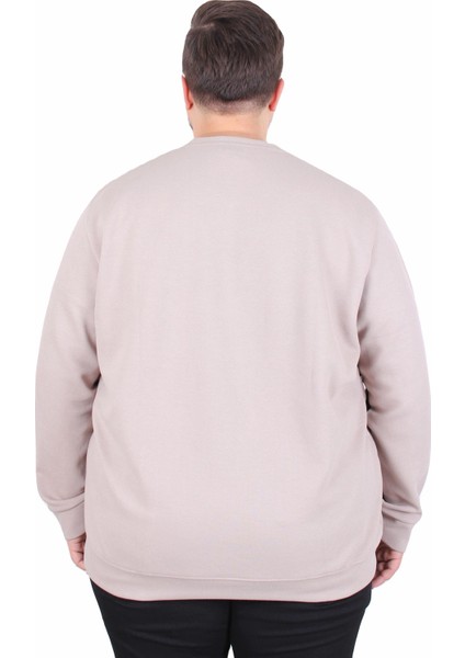 Mocgrande Büyük Beden Bisiklet Yaka Cepli Sweat Double Face Pike 25702 Bej fırsatları