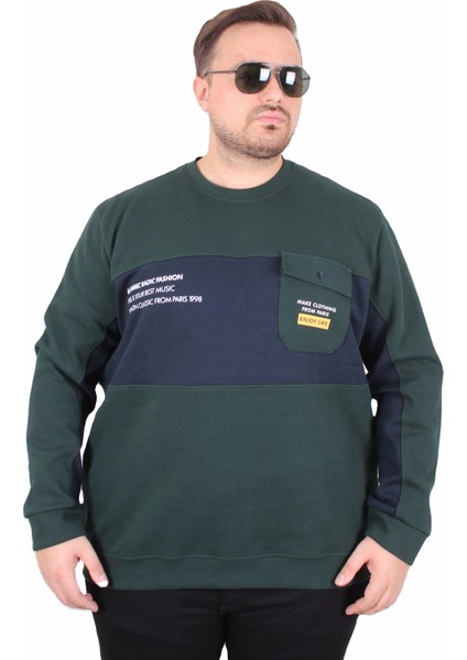 Mocgrande Büyük Beden Bisiklet Yaka Cepli Sweat Double Face Pike 25702 Neftı