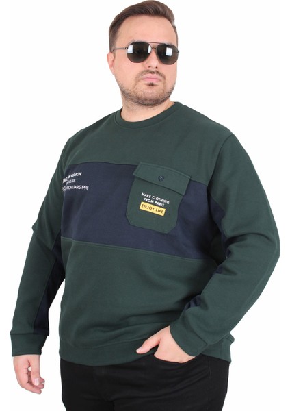 Mocgrande Büyük Beden Bisiklet Yaka Cepli Sweat Double Face Pike 25702 Neftı modelleri