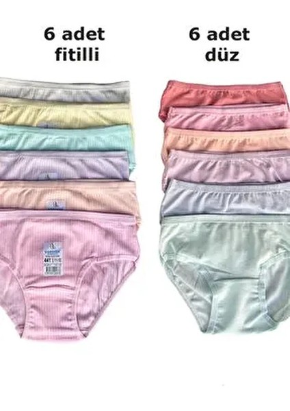 12'li Dondeza Pamuklu Penye Kız Çocuk Bikini Külot