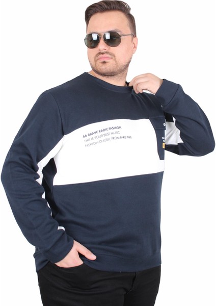 Mocgrande Büyük Beden Bisiklet Yaka Cepli Sweat Double Face Pike 25702 Lacıvert fiyatları