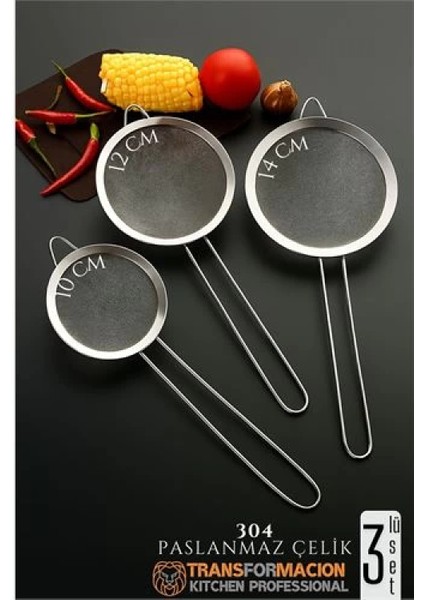 Modacar Süzgeç Seti 3 Boy Çok Amaçlı Süzgeç 304 Çelik Profesyoneller Için fiyatları