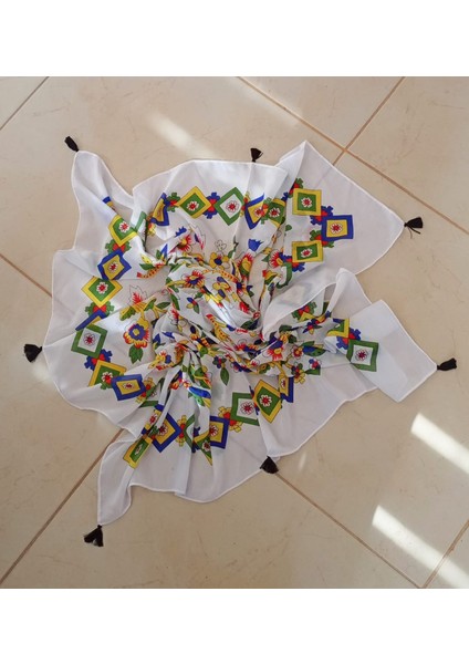 Yörük Çengelköy Otantik Yazma Eşarp Fular Düz Sade