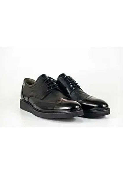 4297 Erkek Siyah Rugan Ortopedik Deri Yumuşak Taban Ayakkabı