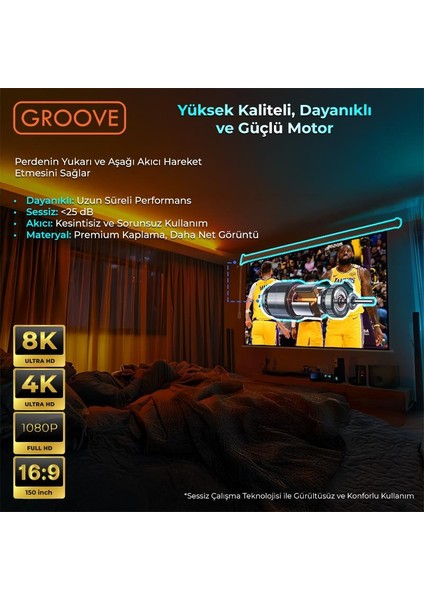 Vizio Pro 150¨ Inch Blackout Işık Geçirmez Elektrikli Otomatik Kumandalı Projeksiyon Perdesi 332X188CM +Motorlu+Canlı Renkler+Göz Koruması+Leke Tutmaz Projector fırsatları