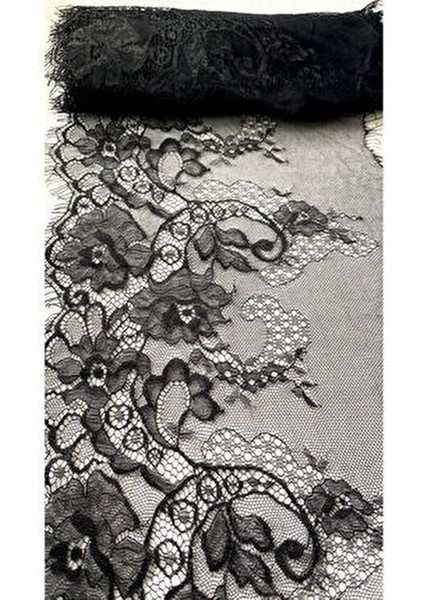 Dantel Kenar Sakallı Şerit Siyah 22 cm x 3 Mt.