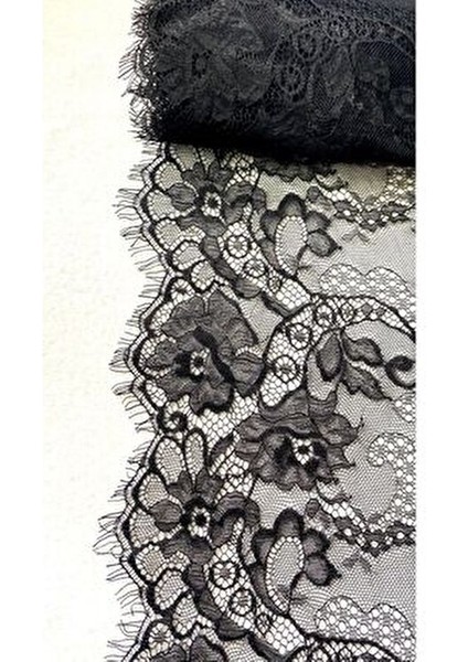 Dantel Kenar Sakallı Şerit Siyah 22 cm x 3 Mt. fiyatları
