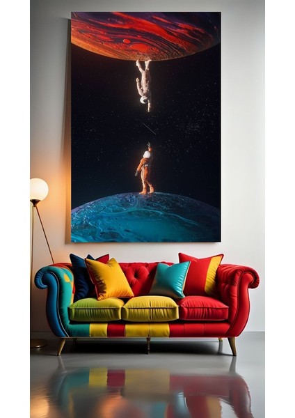 Astronotlar V11 Ev Duvar Salon Güzellik Salonu Ofis Dükkan Dekarasyon Kanvas Tablo