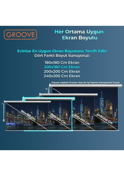 Vizio Pro 200X180CM Blackout Işık Geçirmez Elektrikli Otomatik Kumandalı Projeksiyon Perdesi +Motorlu+Canlı Renkler+Göz Koruması+Leke Tutmaz Projector fiyatları