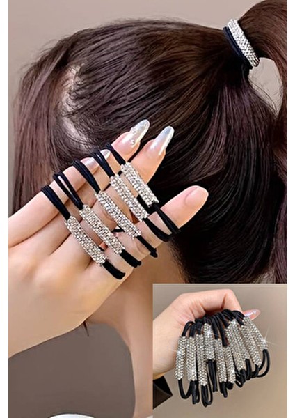 Kadın 3'lü Zirkon Taşlı Lastik Toka Seti