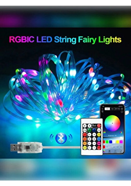 10 Metre Sese Duyarlı Rgb LED Işık - 5V USB Girişli, Bluetooth Uygulamalı Uzaktan Kumandalı modelleri