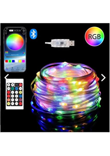10 Metre Sese Duyarlı Rgb LED Işık - 5V USB Girişli, Bluetooth Uygulamalı Uzaktan Kumandalı indirimleri