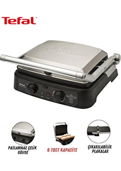 Paslanmaz Çelik Izgara ve Tost Makinesi - Çıkarılabilir Plaka - Zamanlayıcılı 2000W