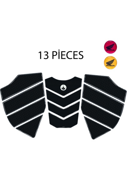 Honda CB-125-F Ile Uyumlu Kaydırmaz 6d Karbon 13 Parça Tank Pad Seti modelleri